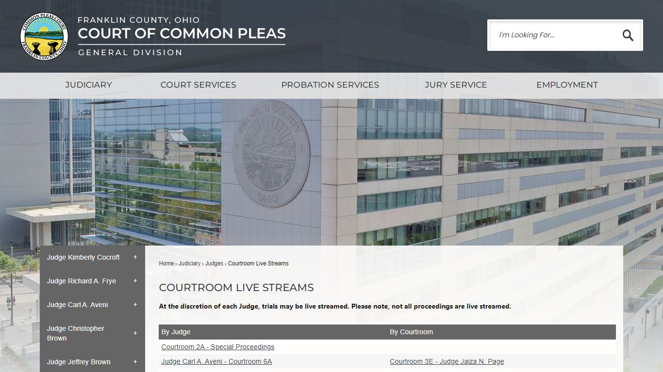 Courtroom Live Streams | Franklin Court of Common Pleas